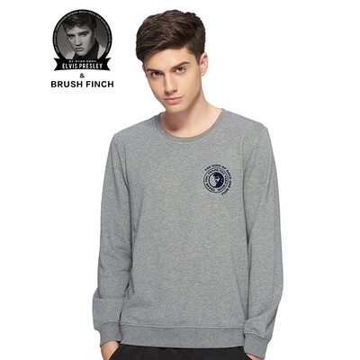 

Brush Finch Mens Pullover Crew Neck Fashion Wild with Long-Sleeved T-Shirt