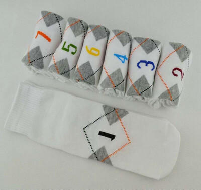 

7 Pairs Mens Cotton Socks 7 Days Of The Week Ankle Socks BlackWhite