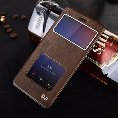 

MOONCASE View Window Design Hard Leather Side Flip Bracket Case Cover for Xiaomi RedMi Note 2