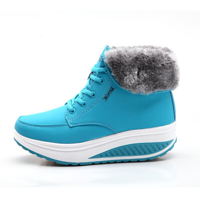 

Women Snow boots Wedges Ankle Boots For Women Swing Shoes Plush Solid Round Toe Platform Shoes Lady Casual Winter Boots