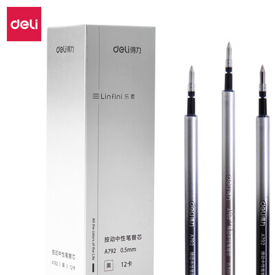 

Deli deli music 05mm black press pen bullet bullet gel pen pen pen refill 24 A792