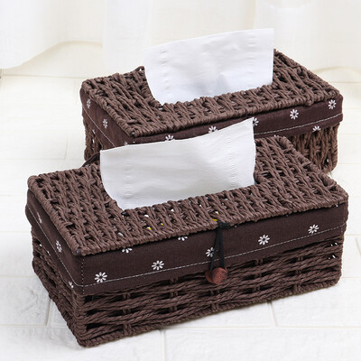 

Youjialiangpin Steel frame storage box Hand-woven tissue box Creative rope braiding tray Dark coffee