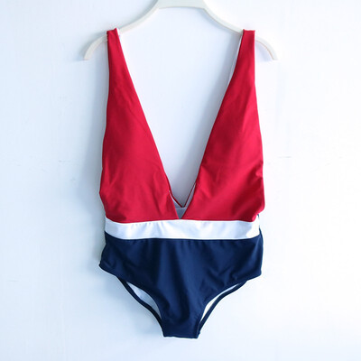 

One Piece Swimsuit Patchwork Swimwear Women Monokini Swimming Suit for Women Sexy