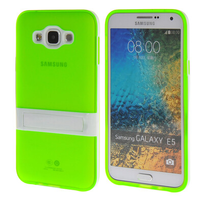 

MOONCASE Galsxy E5 Дело Желе Цвет силиконовый гель ТПУ Тонкий с подставкой обложка чехол для Samsung Galsxy E5 Зеленый