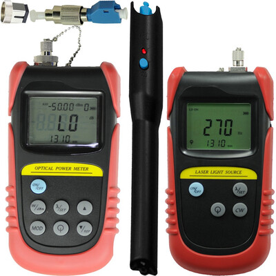 

-50dB to 26dB Optical Power Meter 1310nm1550nm Optical laser light source 5mw fiber visual fault locator FC to LC adapter