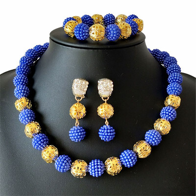 

Fine Nigerian Woman Jewelry Set New Ball Beaded Necklace Dubai Wedding Beads Jewelry Set African Jewelry Sets Free Shipping