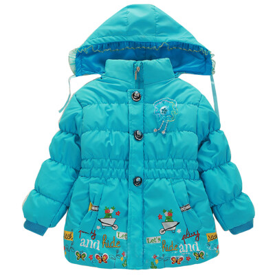 

Girl Kid Baby Child Thick Flower Quilted Coat Hoodie Jacket Hooded Warm Snowsuit