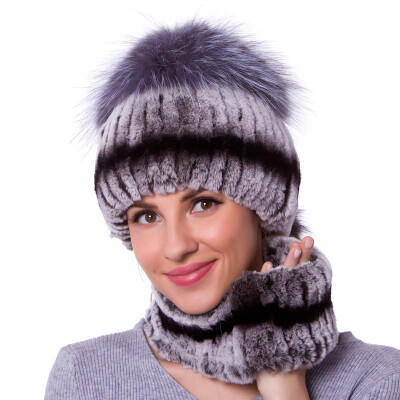 

JKP brand autumn&winter womens hats natural rex rabbit fur high quality handmade bib hat set 2018 new hot fashion trend