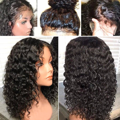 

9A Lace Front Human Hair Wigs Bob Curly Brazilian Virgin Hair Wigs Pre Plucked 130 Density Curly Lace Wigs for Women 10"-18"