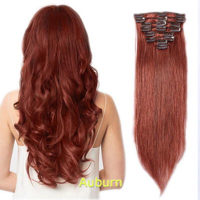 

40-60cm 8pcsset 1618202224" 100 human Hair Extensions Natural Straight Clip In Hair Extentions Soft Reusable