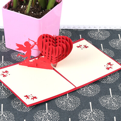 

TaTanice creative gift greeting card 3D stereo cupid heart birthday card couple confession wishes send lover to send friends THK010