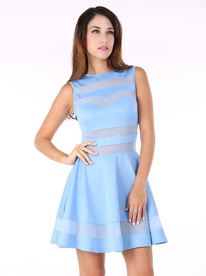 

Sexy Womens Ladies Dress Transparent Mesh Fabric Stitching Big Swing Night Dress ML