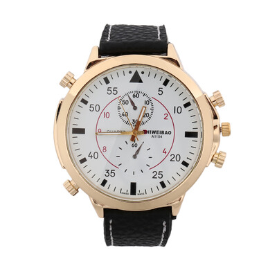 

Men's Watches Large Display Round Dial Quartz Faux Leather Band Wrist Watch