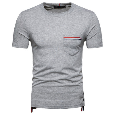 

JCCHENFS 2018 Fashion Ribbon Stripe Patchwork T-Shirts Summer Short Sleeve Brand Mens T-Shirt High Quality Cotton Casual T Shirt
