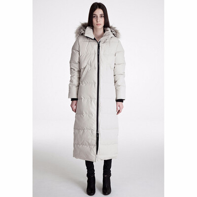 

Popular Women Winter Full-length Overcoat Goose Womens Mystique Parka Goose Down Feather Jacket Big Coyote Fur Collar for Lady