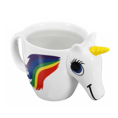 

UpperX 350ml 3D Unicorn magic ceramic mug gift Kaffee milk drink water cup Thermal induces discoloration