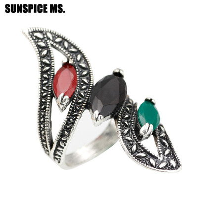 

Good Deal Bohemia Vintage Rings Antique Silver Colorful Resin Ethnic Jewelry Turkish Brand Design Bridal Bijoux Gift 2018 New