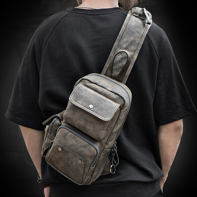 

Teemzone Ting chest bag male large capacity casual canvas shoulder bag fashion trend shoulder Messenger bag T8024 camouflage green