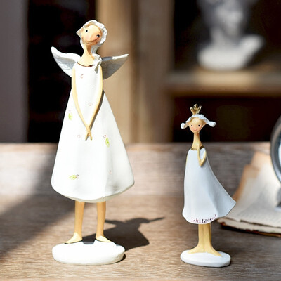 

American country angel mother&daughter Elf resin crafts figurines Cafe bar window props home decorations ornaments