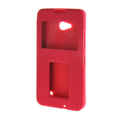 

MOONCASE Side Flip Hard board Slim Leather Bracket Window Case Cover for Microsoft Lumia 640 Hot pink