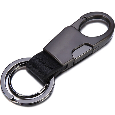 

Jingdong Supermarket JOBON Bangzhong key ring car key chain ring double key chain waist hanging picking fiber leather ZB-028B black