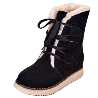 

Winter Women's Fur Lining Round Toe Lace Up Warm Ankle Boots Martin Snow Shoes