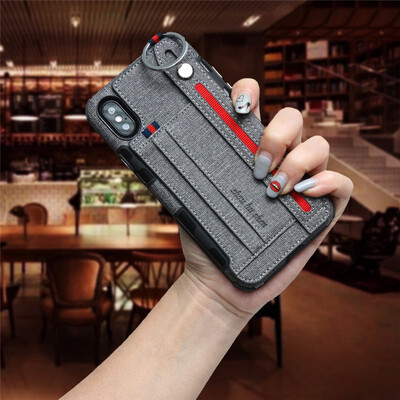 

SHS Phone Case For Iphone 6 Plus6s Plus7 Plus8 Plus Fashion Canvas Card slot Hanging rope Multifunction wallet