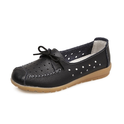 

2018 Summer women flats shoes women genuine leather shoes ladies Cutout Slip on ballet flats loafers ballerina flats