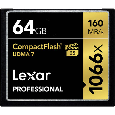 

Lexar 32GB read 160MBs write 155MBs CF memory card 1066x MLC particles conform to VPG-65 UDMA7