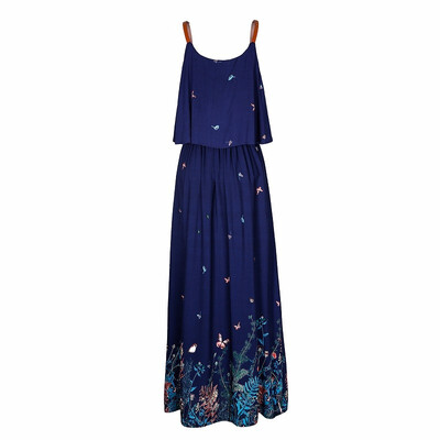 

Womens Sleeveless Adjustable Strappy Summer Ruffles Floral Flared Flower Printed Mini Swing Dress