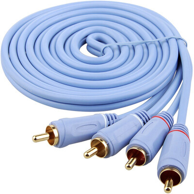 

Ferguson cabos F02010 RCA 2 pairs 2 audio signal lines Double Lotus head audio amplifier cable 10 m sky blue
