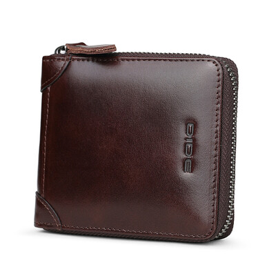 

Dede DiDe mens wallet mens first layer cowhide retro short wallet zipper driving license set multi-function card package DQ721 oil wax black
