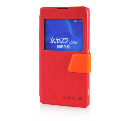 

MOONCASE View Window Leather Side Flip Pouch Ultra Slim Shell Back ЧЕХОЛ ДЛЯ Sony Xperia Z2 Red