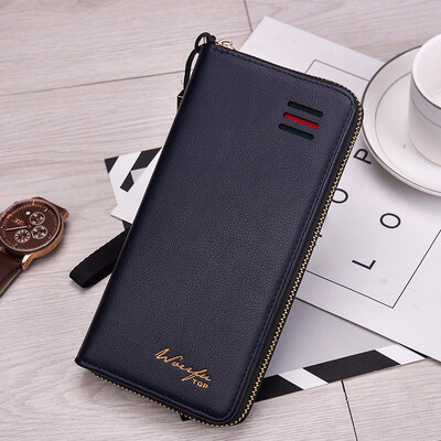 

Korean mens wallet knitted leather wallet long wallet multifunctional handbag