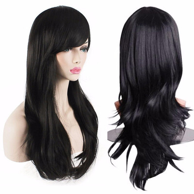 

Womens Heat Resistant 28Inch 70cm Long Curly Hair Wig with Wig Cap