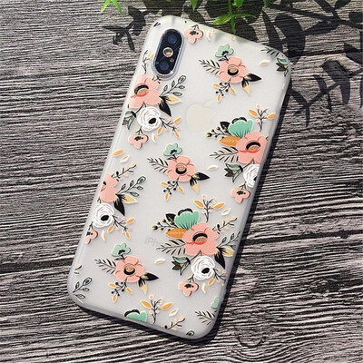 

3D Relief Flower Case For iPhone 6 8 7 Plus X Cases Soft Silicon Cover