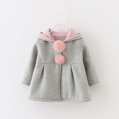 

Cute Rabbit Ear Hooded Girls Coat New Spring Top Autumn Winter Warm Kids Jacket Outerwear Children Clothing Baby Tops Girl Coats