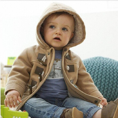 

2018 Christmas Toddler Baby boys Winter Warm Outerwear Thicken Hooded faux leather Fleece Jacket Outfit Overcoat Parka Snowsuit