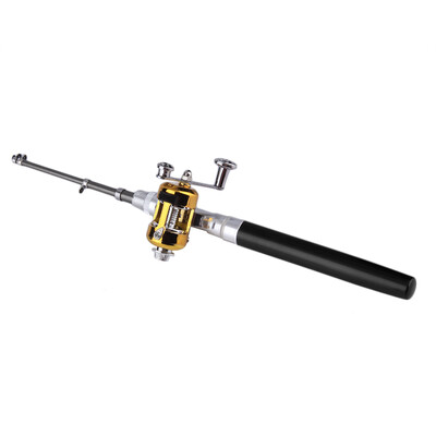 

Mini Portable Aluminum Alloy Pocket Pen Shape Fish Fishing Rod Pole With Reel Black