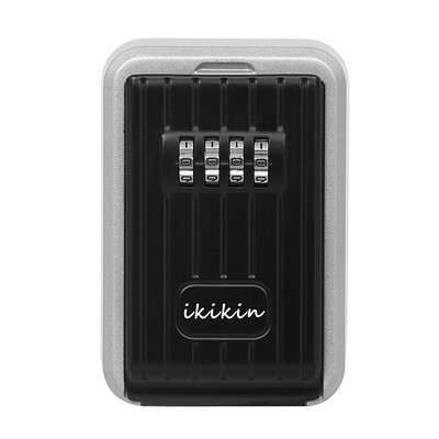 

Key Lock Box iKiKin 4-Digit Pin Combination Wall Mounted Key Lock Box Waterproof for Indoor OutdoorBlack