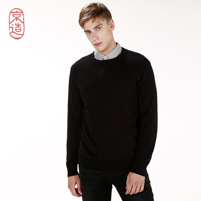 

Beijing made mens sweater combed cotton sweater base pullover black XL 185104A