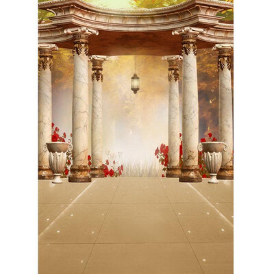 

White Stone Pavilion Photo Backdrop 57FT Vinyl Fabric Cloth Digital Printing Photo Background s-712