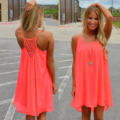 

Women beach dress fluorescence female summer dress chiffon voile women dress