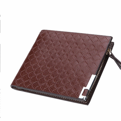 

European Leisure Men Wallet Vertical Zipper Short Leather Wallets