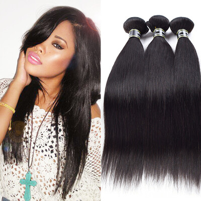 

7A Peruvian Virgin Straight Hair 3 Bundles Straight Hair Weave Extensions Unprocessed Human Hair Bundles 1B Color