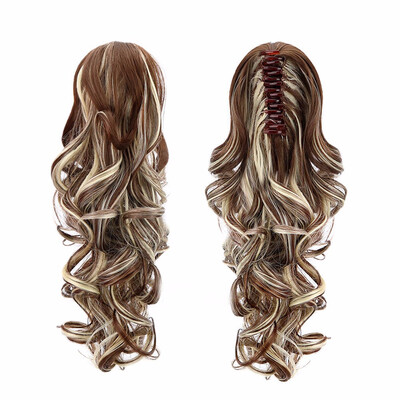 

15" Synthetic Claw Clip On Ponytail Extensions Hair piece Long Curly Clip In Hair Human Extensions Heat Resistant Ponytail Wig