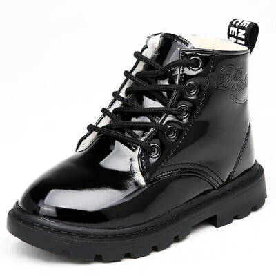 

2018 New Winter Children Shoes PU Leather Waterproof Martin Boots Kids Snow Boots Brand Girls Boys Rubber Boots Fashion Sneakers