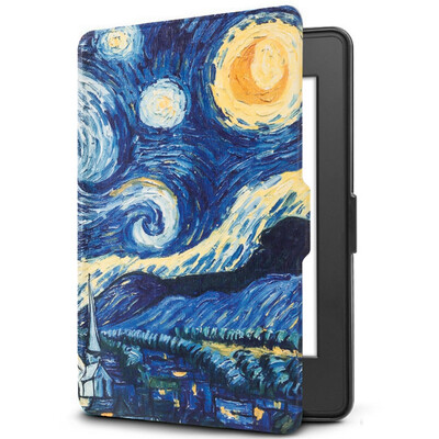 

Natusun K5-08 Adaptation Kindle 958 Case Case Kindle Paperwhite 123 Electric Paper Book Sleeping Leather Case Van Gogh - Star