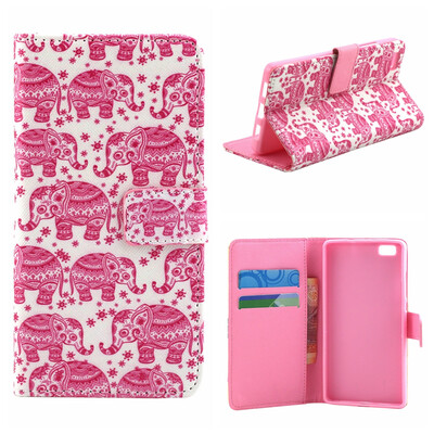 

MOONCASE Cute Pattern держателя Кожаный бумажник флип карты с Kickstand Чехол для Huawei Ascend P8 lite