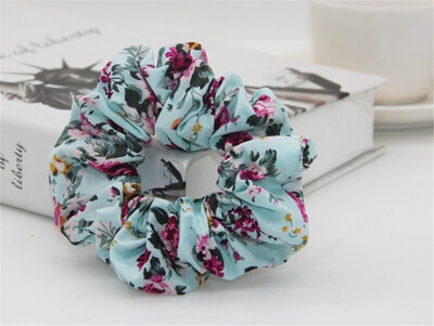 

Vintage Elastic Retro Charm Floral Cotton Scrunchies Flower Hair Ties Women Girl Hair Accessories
